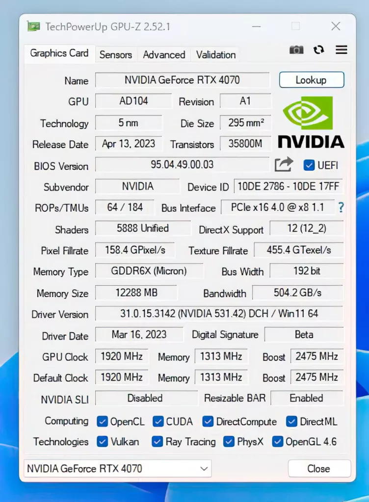 NVIDIA GeForce RTX 4070 Founders Edition Graphics Card GPUz 1 gigapixel standard scale 4 00x Custom.jpg