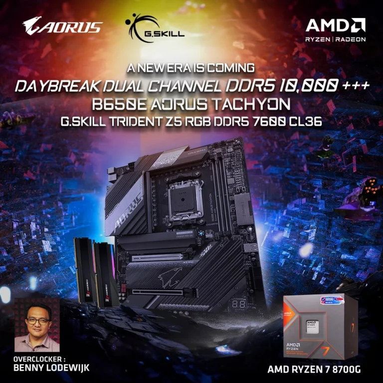 AMD Ryzen 7 8700G APU Gigabyte B650E AORUS Tachyon Motherboard DDR5 Memory Overclock 1