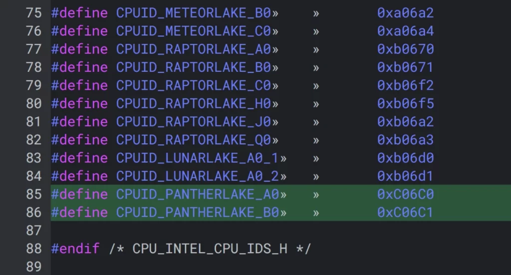 Intel Panther Lake Lunar Lake CPU GPU PCI IDs 1